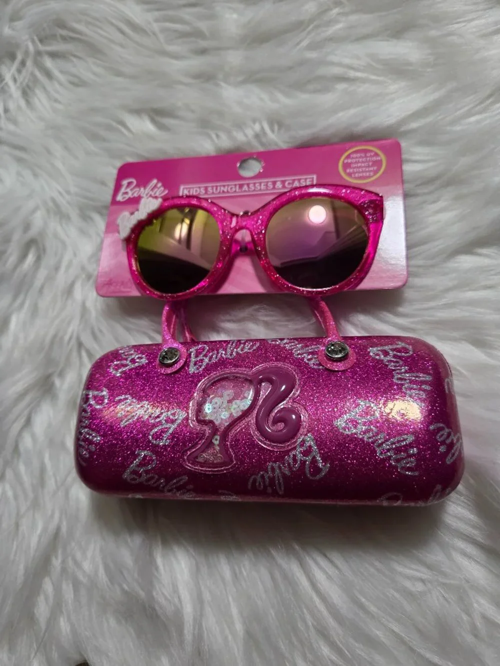 Girls Barbie Glitter Cat-Eye Sunglasses & Carry Case Set